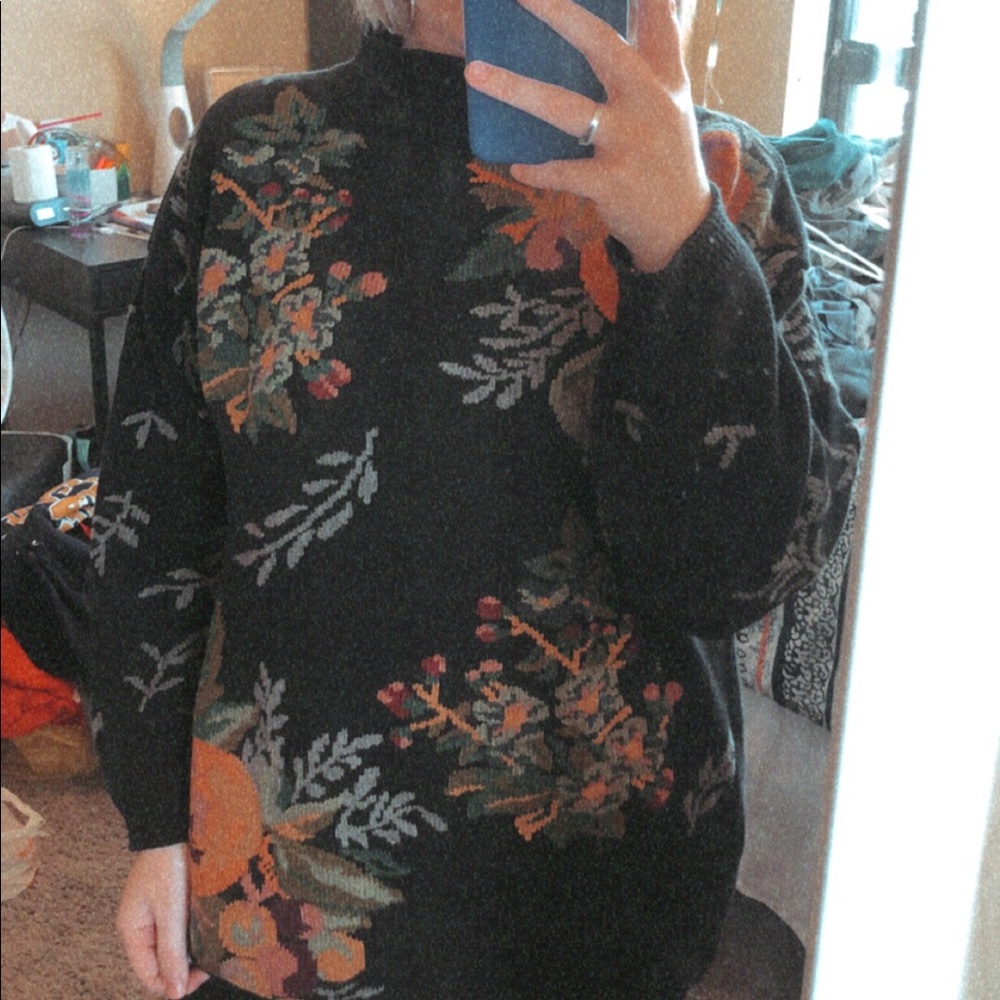 beautiful floral mock neck sweater